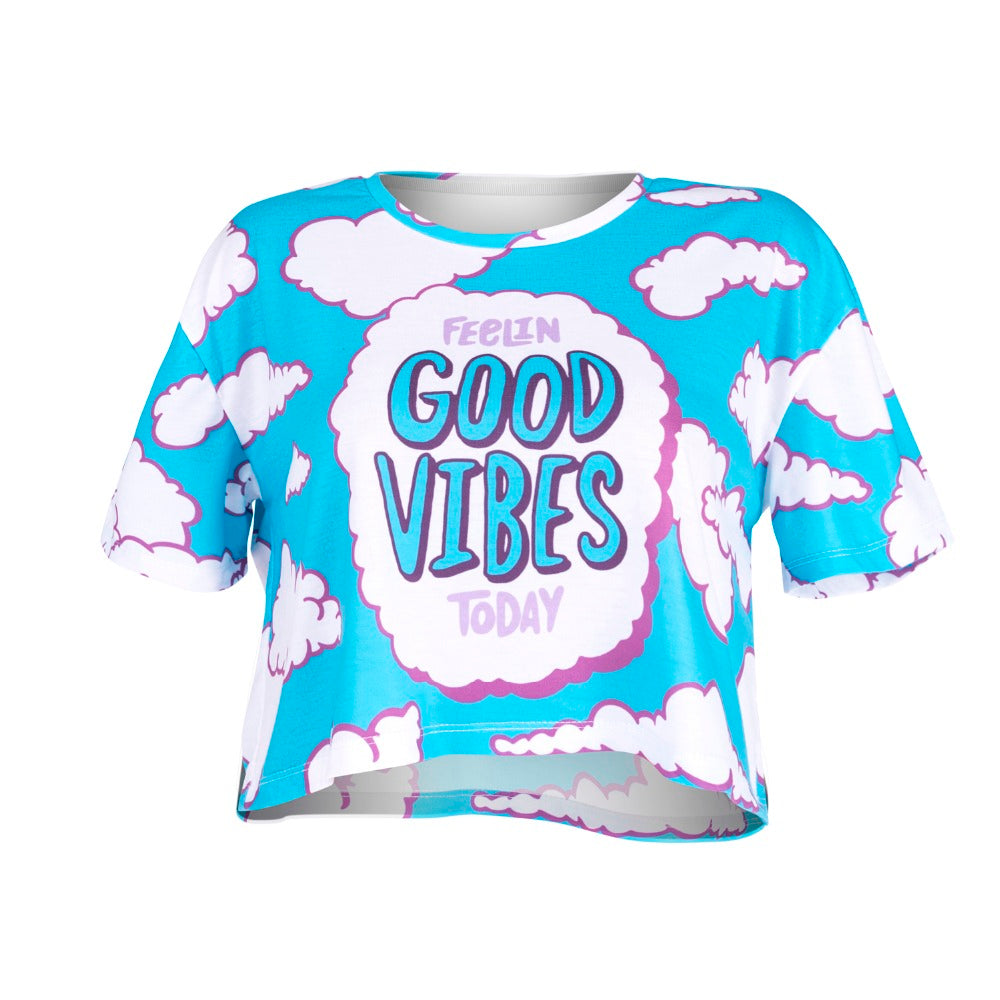 Crop Good Vibes Clouds T-Shirt