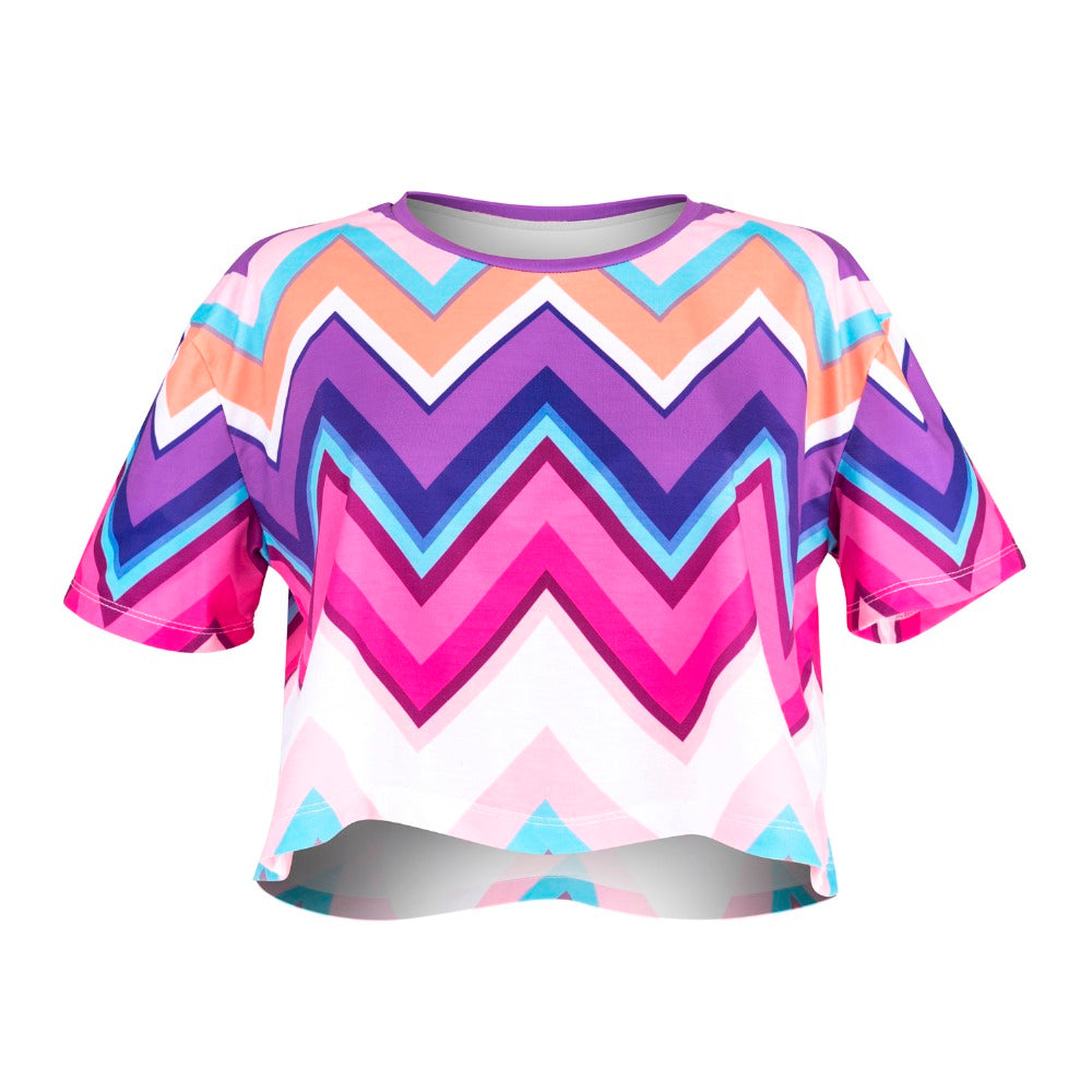Crop Purple Zig Zag T-Shirt