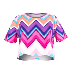 Crop Purple Zig Zag T-Shirt