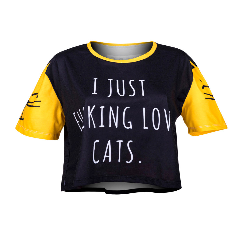 Crop I Just Fucking Love Cats T-Shirt