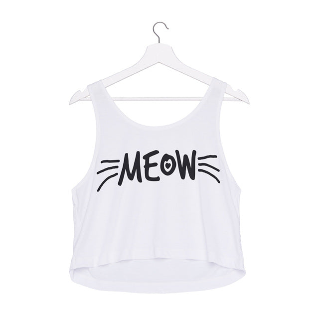 Meow Mustache Crop Top