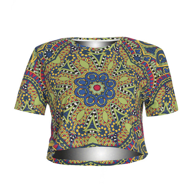 Crop Green Mandala T-Shirt