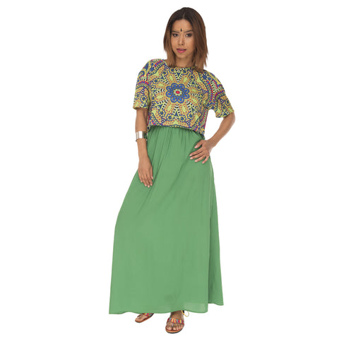 Crop Green Mandala T-Shirt