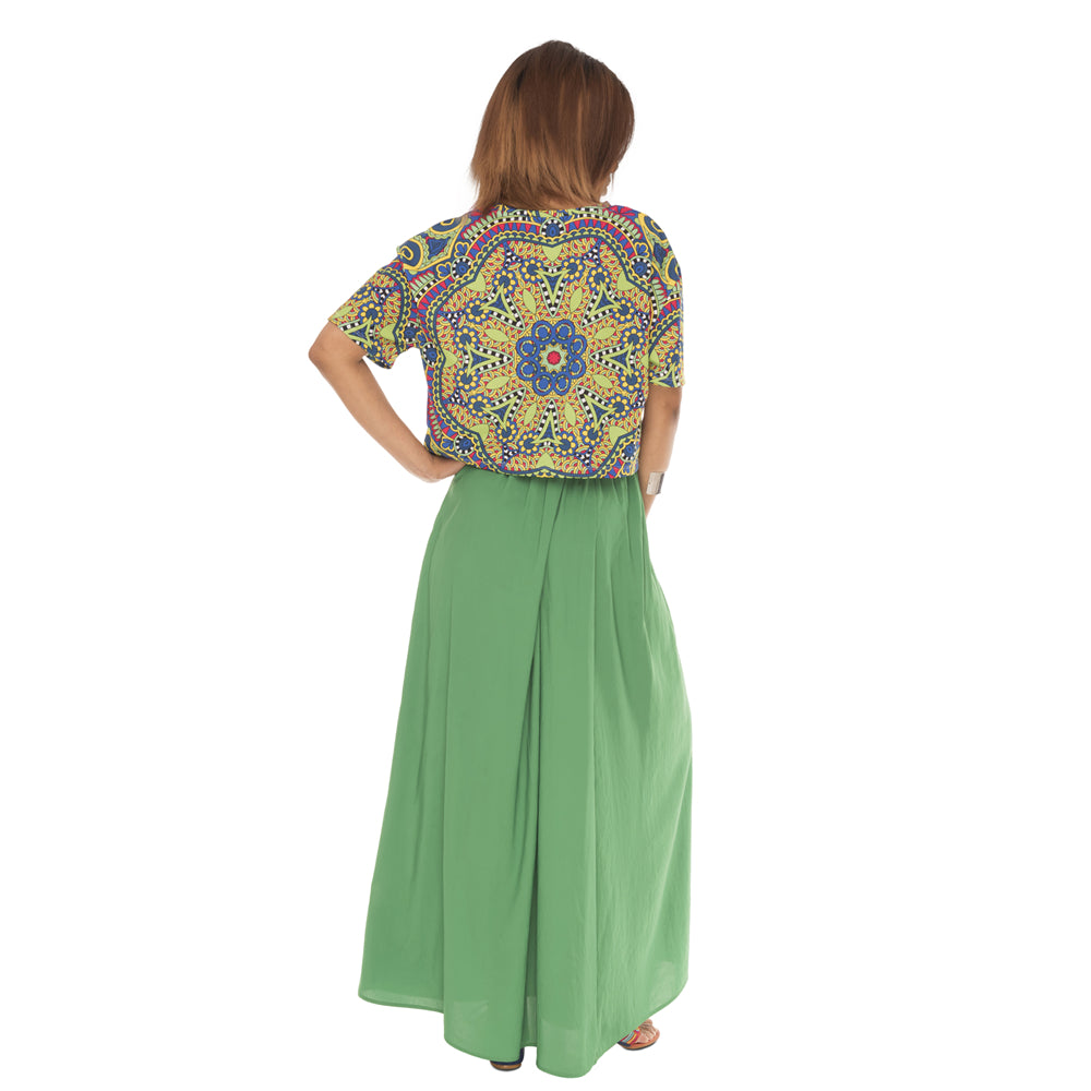 Crop Green Mandala T-Shirt