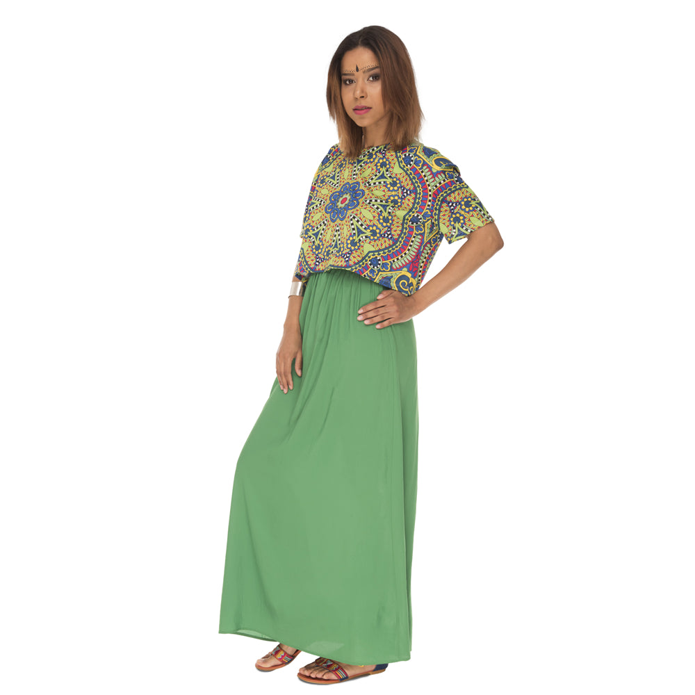 Crop Green Mandala T-Shirt