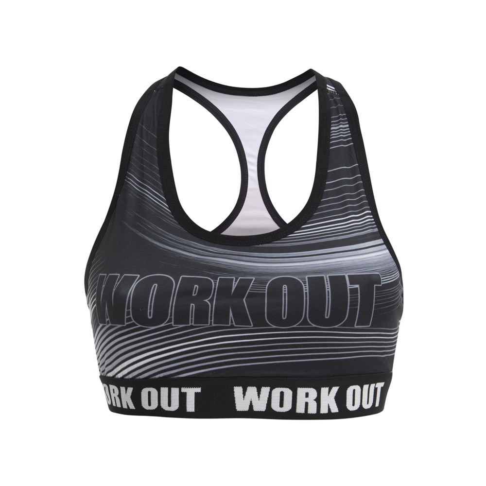 Workout Dark Gray Stripes Fitness Bra
