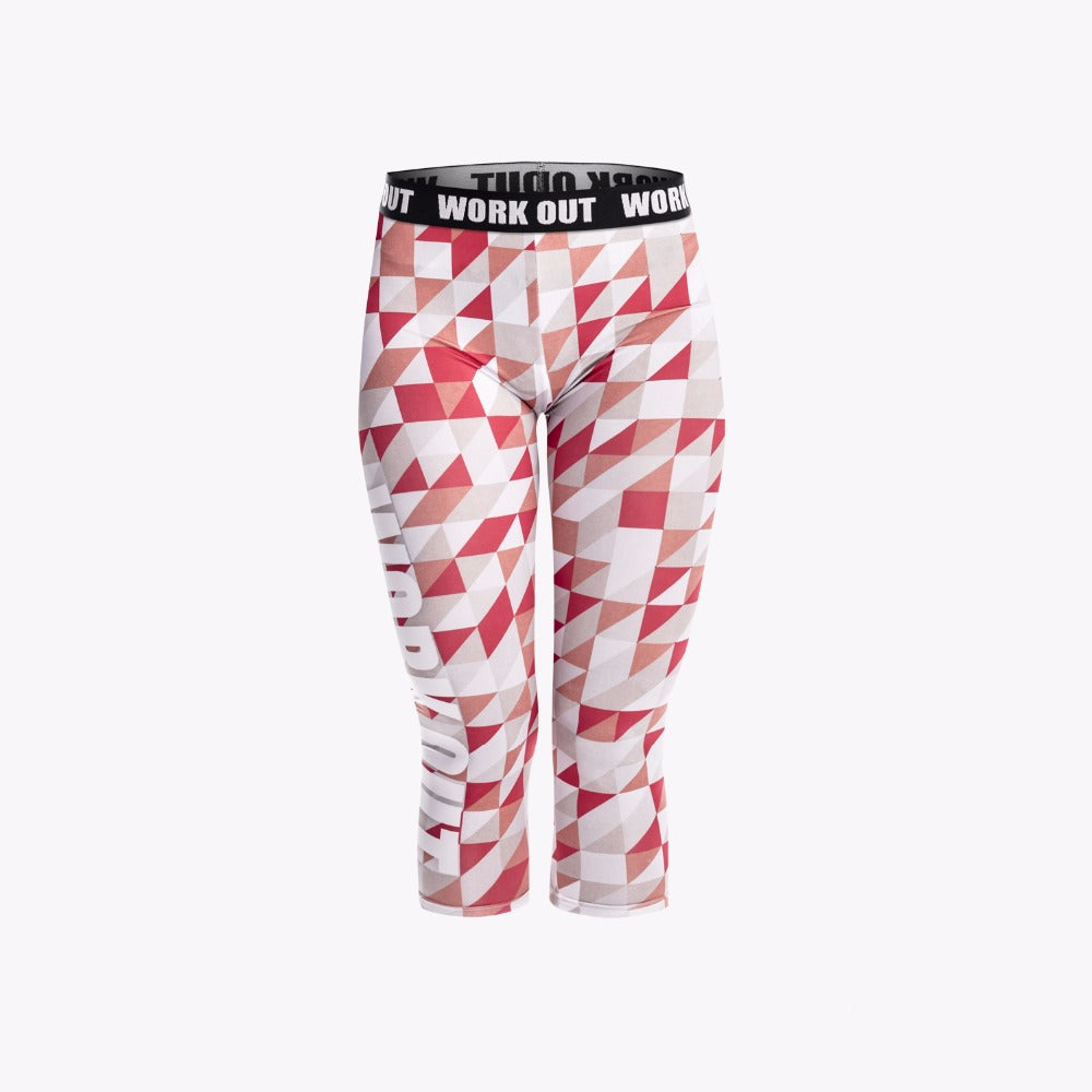 Capri Workout Red N' Gray Triangles